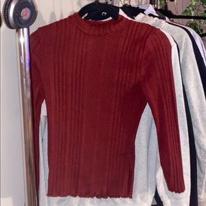 Red ribbed top